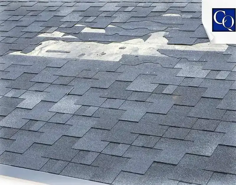 damaged shingles on roofing system 1
