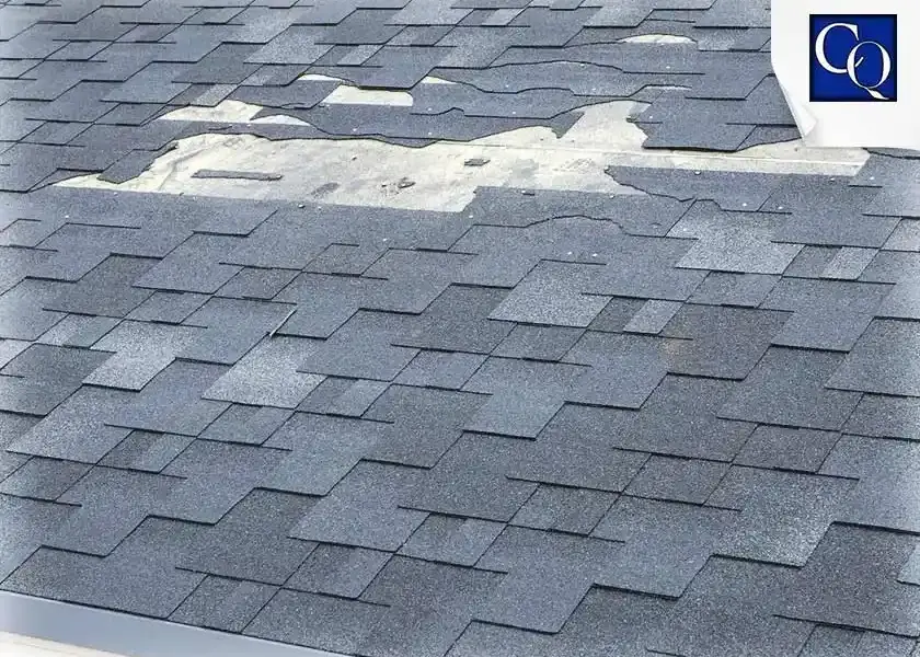 damaged shingles on roofing system 1