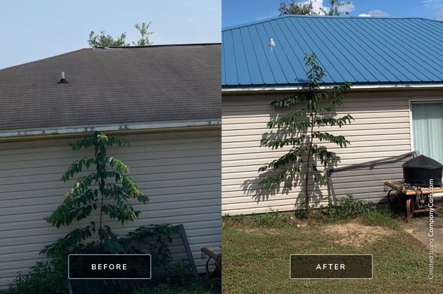 Navarre Roofing Contractor | CQ Roofing 1 Before and after photos of a metal roof